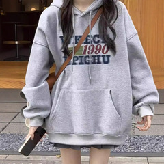 韩系chic连帽卫衣女秋冬新款大码宽松闺蜜上衣ins潮牌小众薄外套
