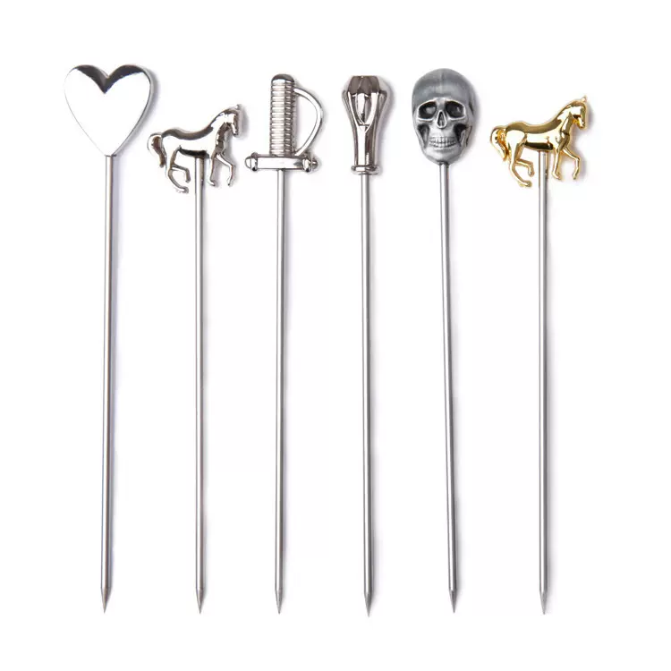 不锈钢款式水果签菠萝水果签骷髅头各类款式果签鸡尾酒装饰针