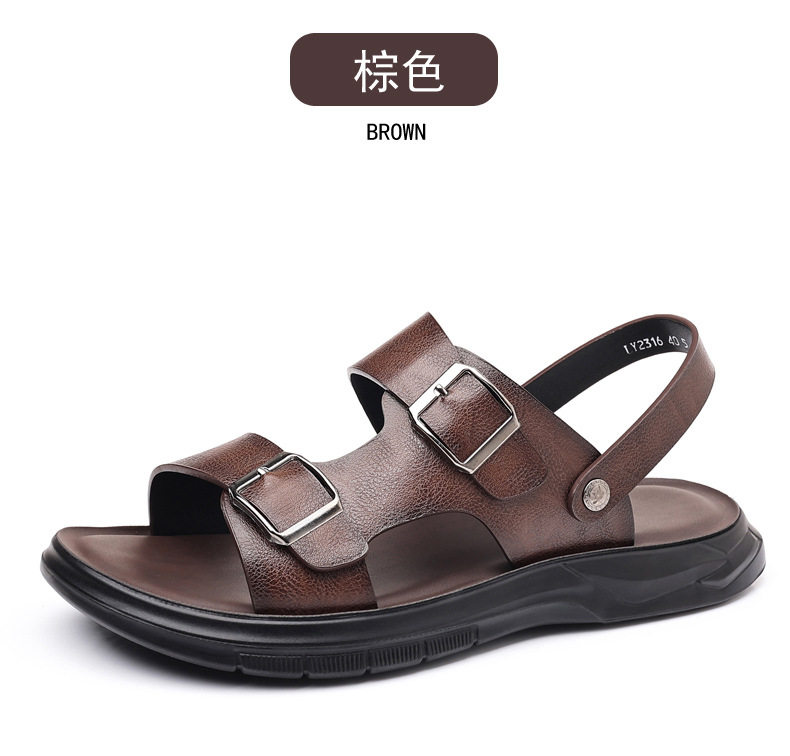 Dép sandal nam quai ngang hở ngón đế mềm hai kiểu mang, đi biển và dạo phố — CS2316 màu kaki, CS2316 màu nâu, CS2316 màu đen chi tiết 19