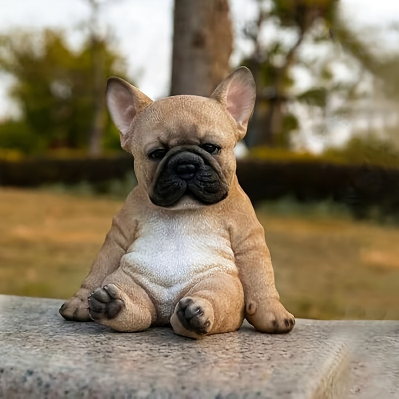 French Bulldog Ornament Cute French Bulldog Puppy Animal Model Sculpture Crafts Decoration Gift