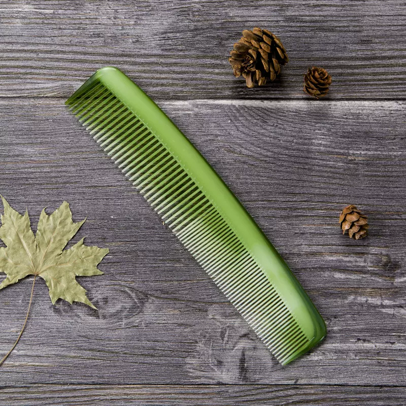 新款绿色仿玉梳子套装 批发塑料不易折牛筋梳顺发梳美发梳10件套