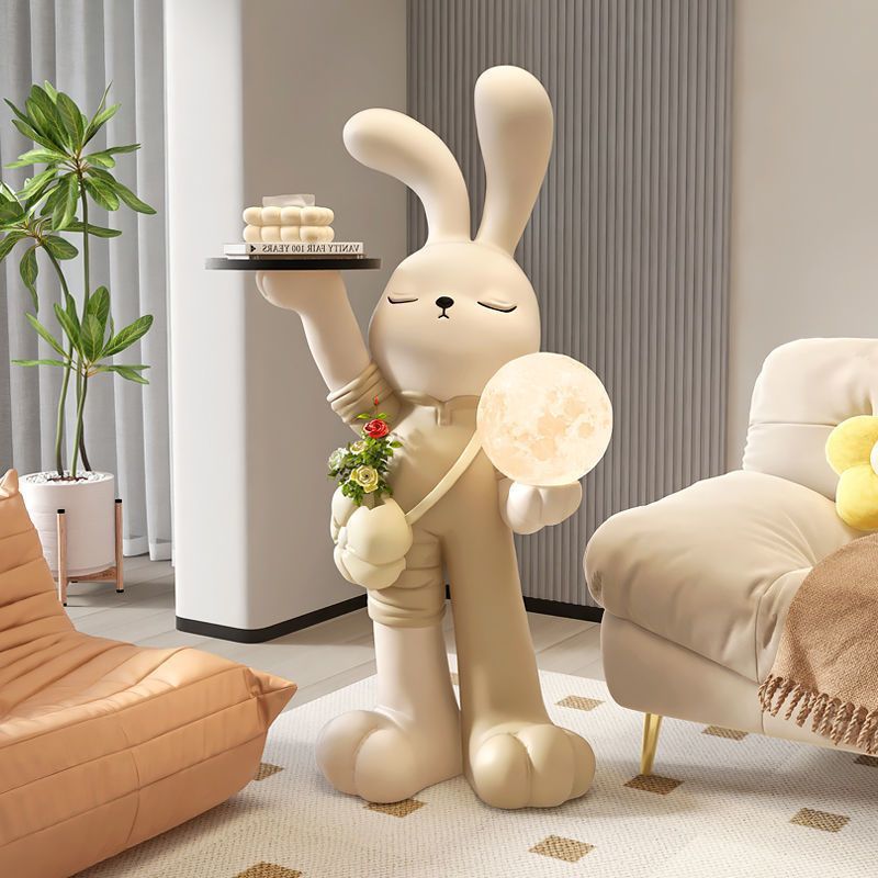 Light Luxury Palm Tree Rabbit Floor-Standing Ornaments Bedroom High-End Decorations Living Room Sofa Tv Tray Lamp Room