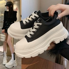 2025春季新款厚底增高休闲鞋女运动小白鞋韩版系带松糕时尚板鞋