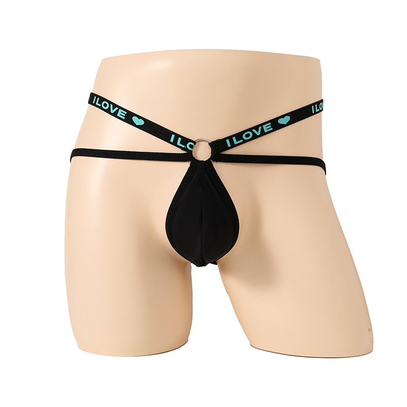 Cross-border European and American men's sexy thong suspenders elastic bag transparent men's T-pants sexy underwear g554