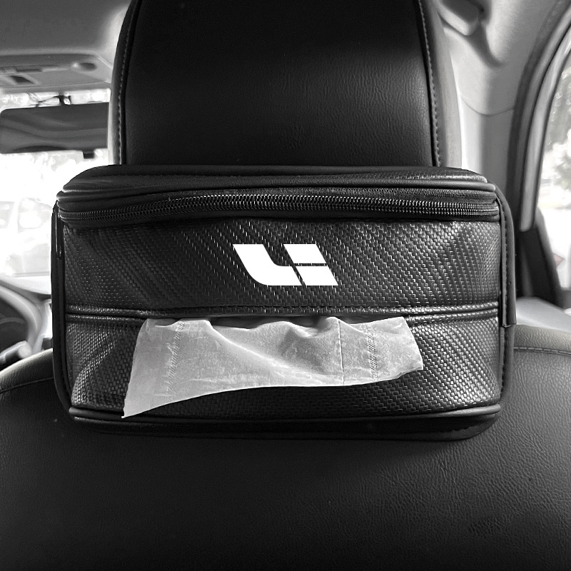 Car Multifunctional Tissue Box Sunshade Large Capacity Elastic Band Hanging Tissue Bag Large Capacity Upgraded Leather