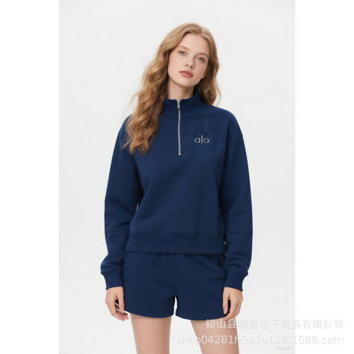 Correct version of Allo's alo cross-border autumn and winter sports hooded crew neck sweatshirt, loose unisex sweatshirt