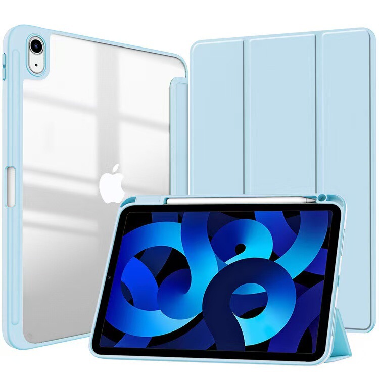 For 2022ipad10 protective case acrylic transparent anti-bending air6 protective case ipad10.2 tri-folding pen slot