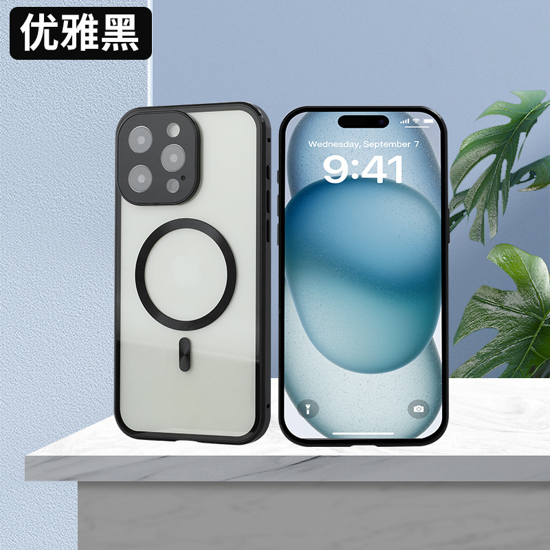 iPhone16 携帯電話ケースに適したマグネティックキング Apple 15 両面ガラスゴーグル磁気ワイヤレス充電金属新モデル|undefined