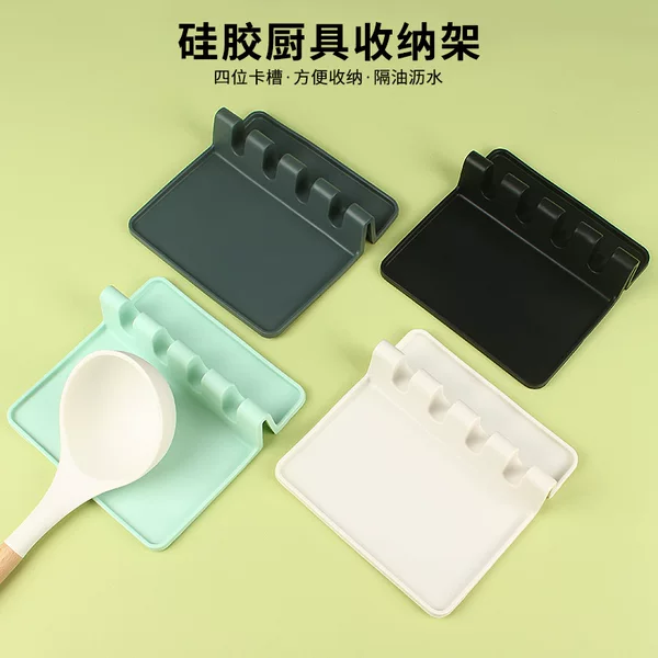 in stock Silicone Kitchenware Storage Pad Storage Rack Silicone Tableware Rack Drip Pad High Temperature Resistant Spoon Pad
