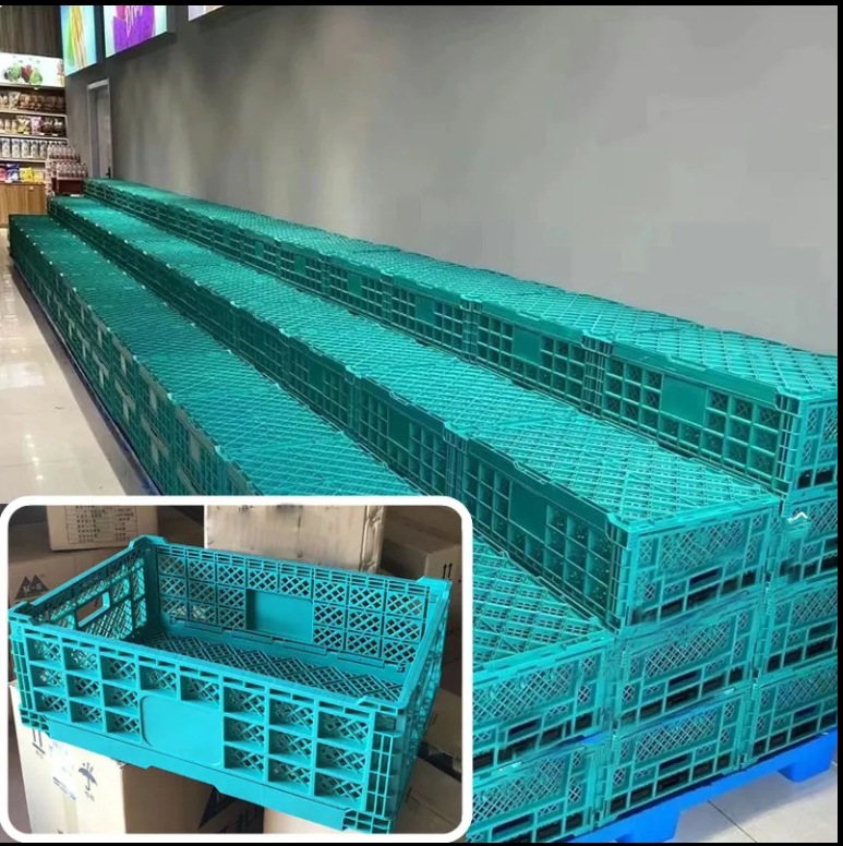 Plástico vegetal y fruta plegable cesta logística almacenamiento transporte ahorro de espacio