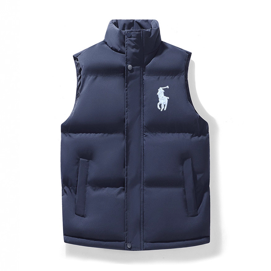 2025 Men's Autumn and Winter Warm Vest Casual Loose Thickened Jacket Men's Embroidery Casual Men's Vest