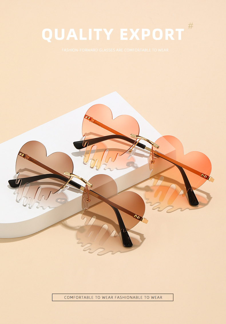Fashion Heart Shape Pc Special-shaped Mirror Patchwork Frameless Women's Sunglasses display picture 1