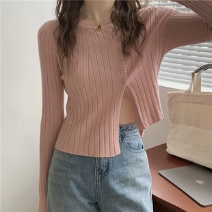 Autumn and Winter New Stylish Slim-Fit Long-Sleeve Base Knit Sweater Fashionable Versatile Short Cardigan Sweater Jacket