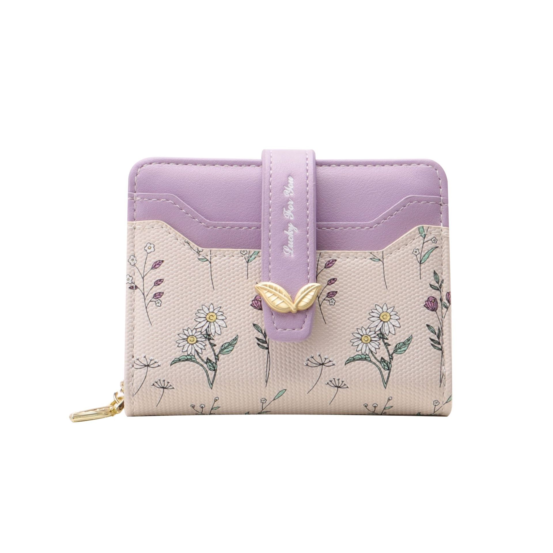 2025 nuevo producto flor corta gran capacidad cerradura cremallera billetera mujer alta sensación pequeña y fresca billetera ins mujer