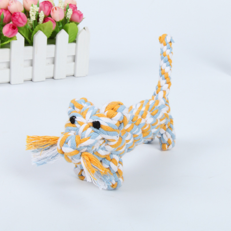 Amazon juguetes para mascotas animales tejidos cuerda de algodón molar juguetes para perros y gatos al por mayor cachorros juguetes de cuerda para morderse para mascotas