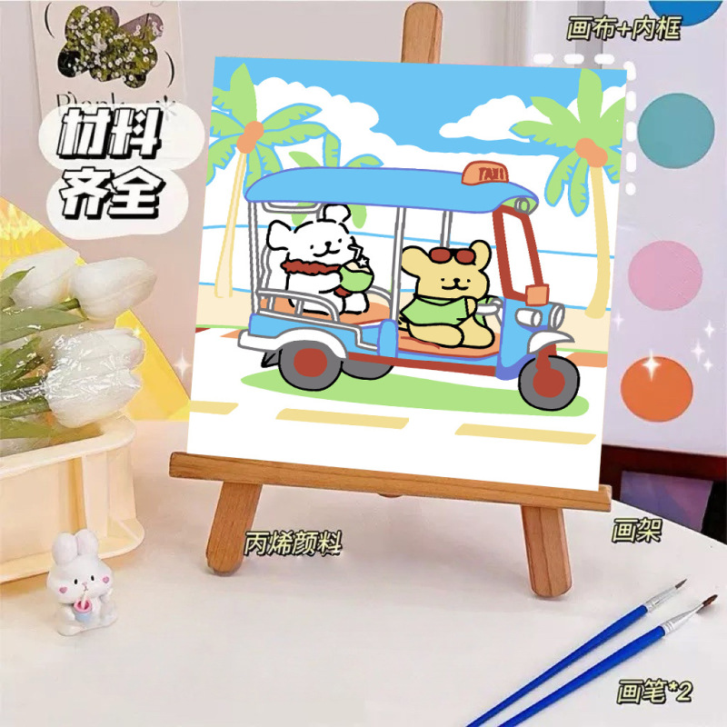 ライン子犬デジタル油絵 diy 手描き落書き漫画かわいい癒しの装飾メーカー卸売|undefined