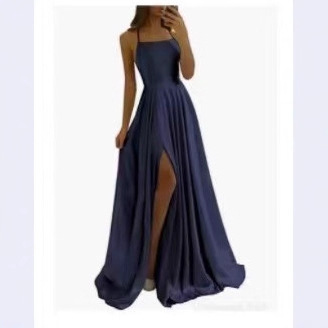 Amazon European and American Bridesmaid Dress Long Dress Slimming Off-Shoulder Bestie Prom Formal Dress Simple Sexy Slit