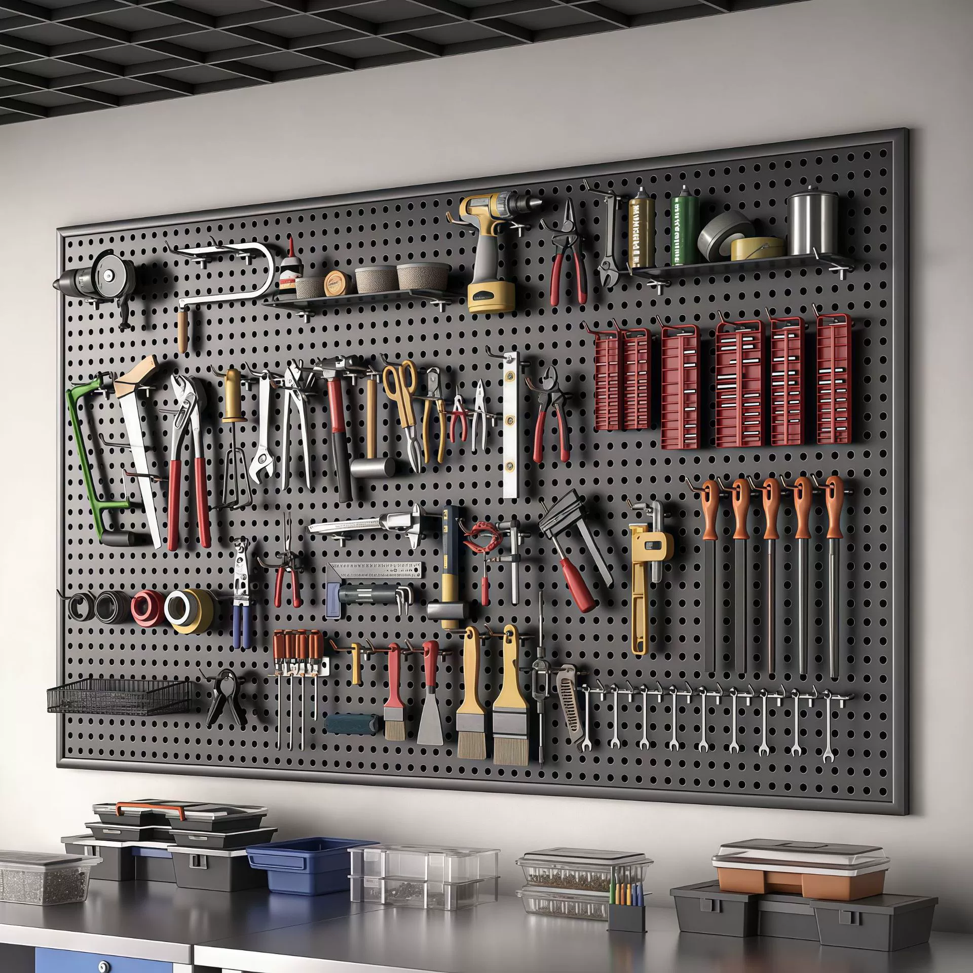 五金工具墙洞洞板多功能挂板收纳架子墙上置物架铁艺不锈钢冲孔板