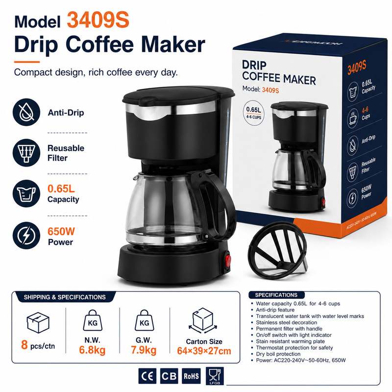 Cross-Border American Semi-Automatic Commercial Coffee Machine Household Automatic Mini Small Convenient Hand-Cranked Drip Coffee Machine Cross-Border American Semi-Automatic Commercial Coffee Machine Household Automatic Mini Small Convenient Hand-Cranked Drip Coffee Machine