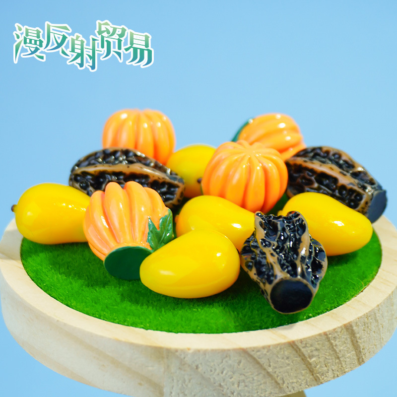 Frutas Food Play Accesorios de resina Simulación de frutas tridimensionales Pegamento de crema de bricolaje Caja para teléfono Llavero Colgante