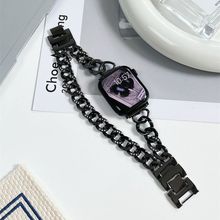 新款双链金属小香风牛仔链适用于iwatch7苹果手表6表带ultra8 5se