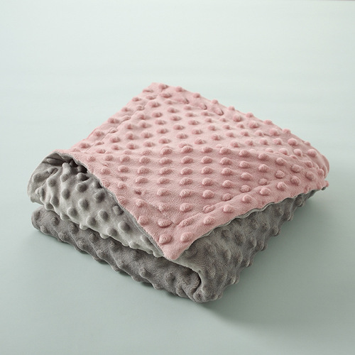 Newborn Baby Bean Velvet Pacifier Blanket Baby Double Layered Edge Pressed Bubble Infant Blanket Pure Color Quilt 
