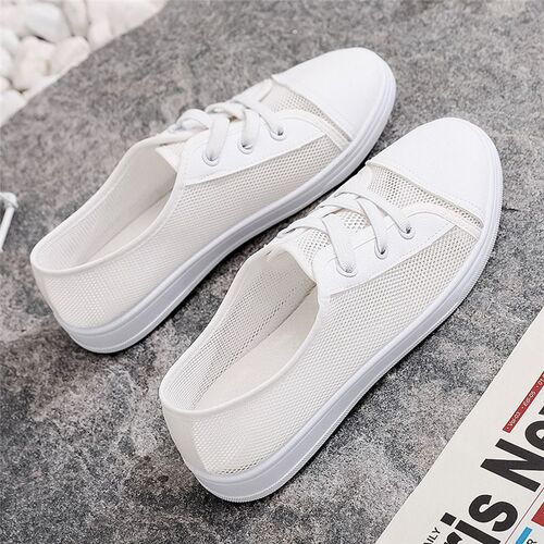 Women's Breathable Mesh Sneakers, Flat Casual Shoes, Versatile Student Fashion Shoes, White Nurse Flat Shoes