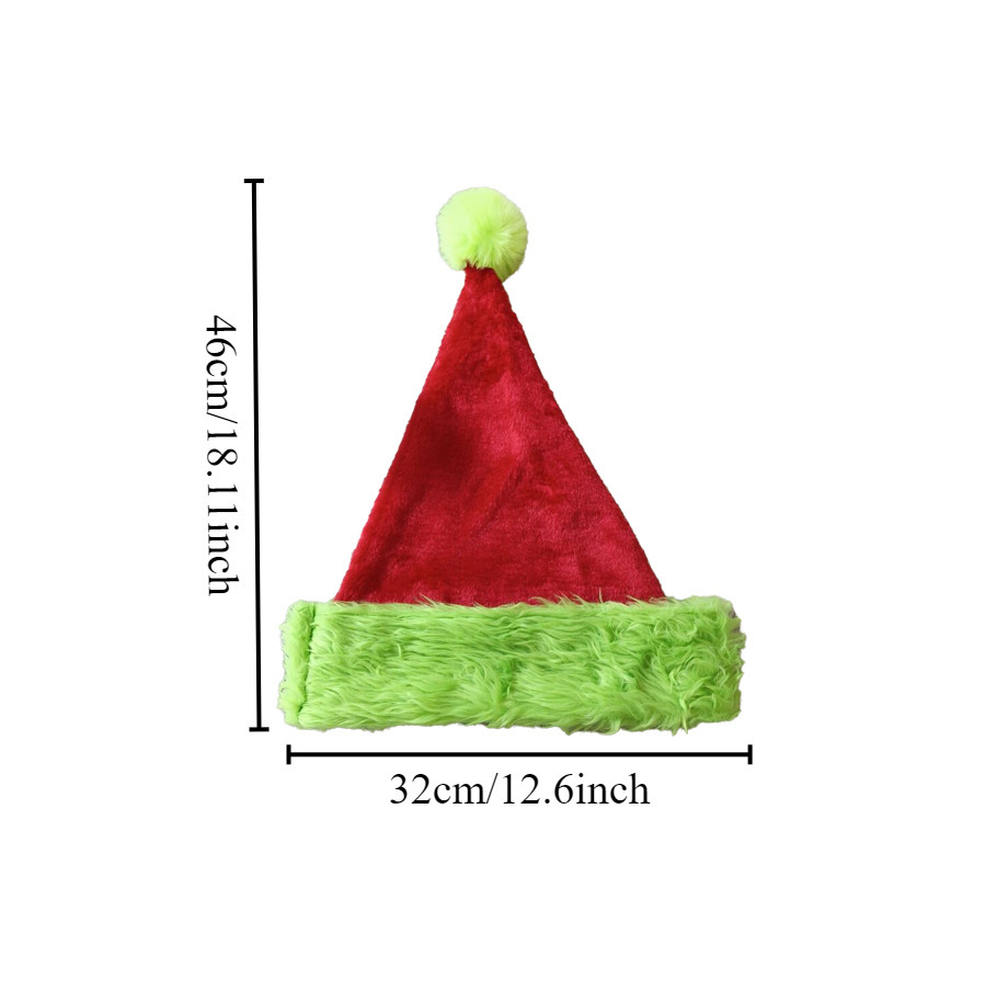 Sombreros de Navidad rojos y verdes transfronterizos nuevos sombreros de Navidad peculiares suaves de peluche corto decoración de sombreros de Navidad rojos y verdes