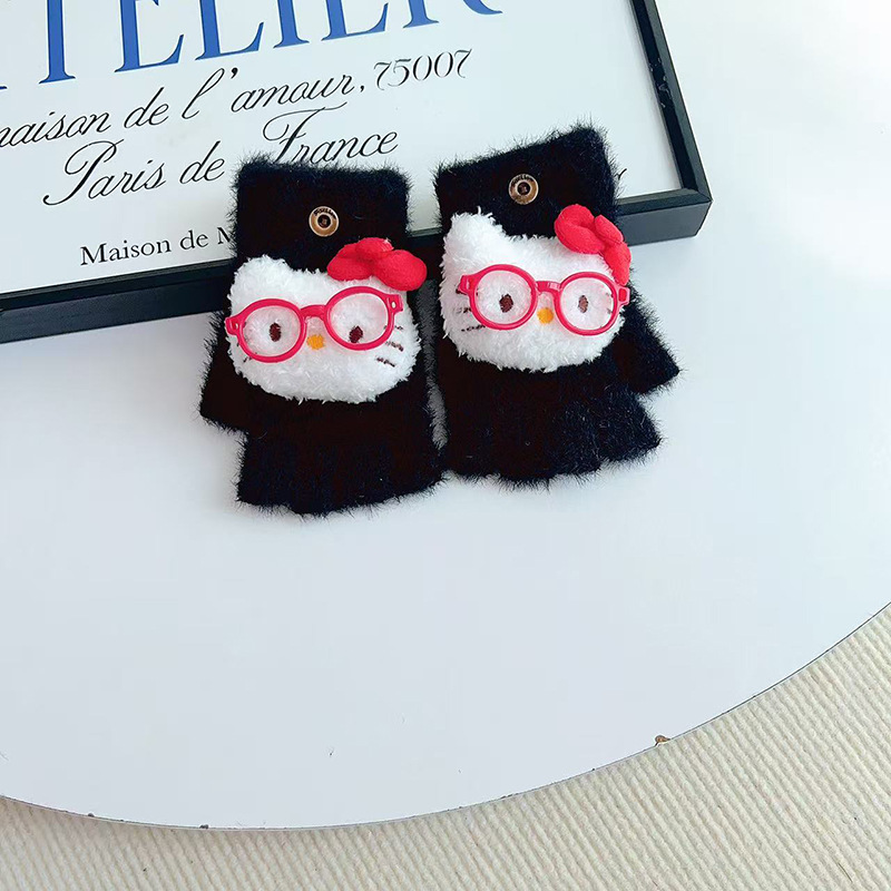 2025 nuevos guantes para niños de invierno para niñas guantes de flip adorables estudiantes de primaria calientes de escritura anticongelante