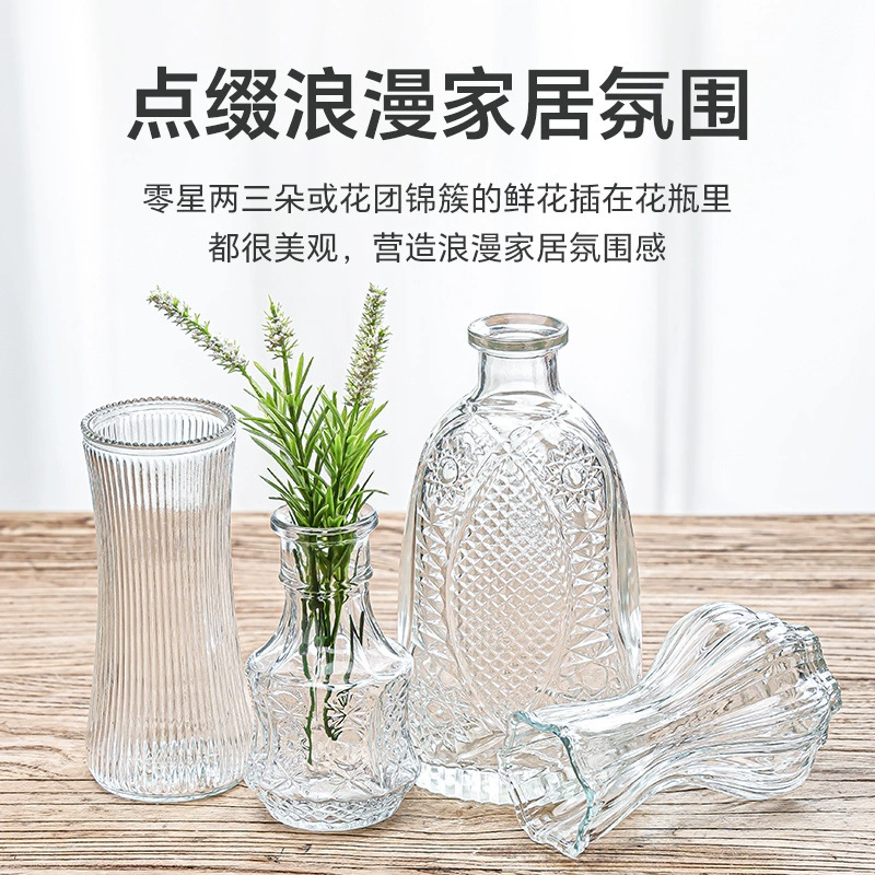 Ins ветер светло-роскошная стеклянная ваза для гостиной цветочная композиция прозрачный цветочный горшок украшение гидропонная сетка красный цветочный аппарат оптом