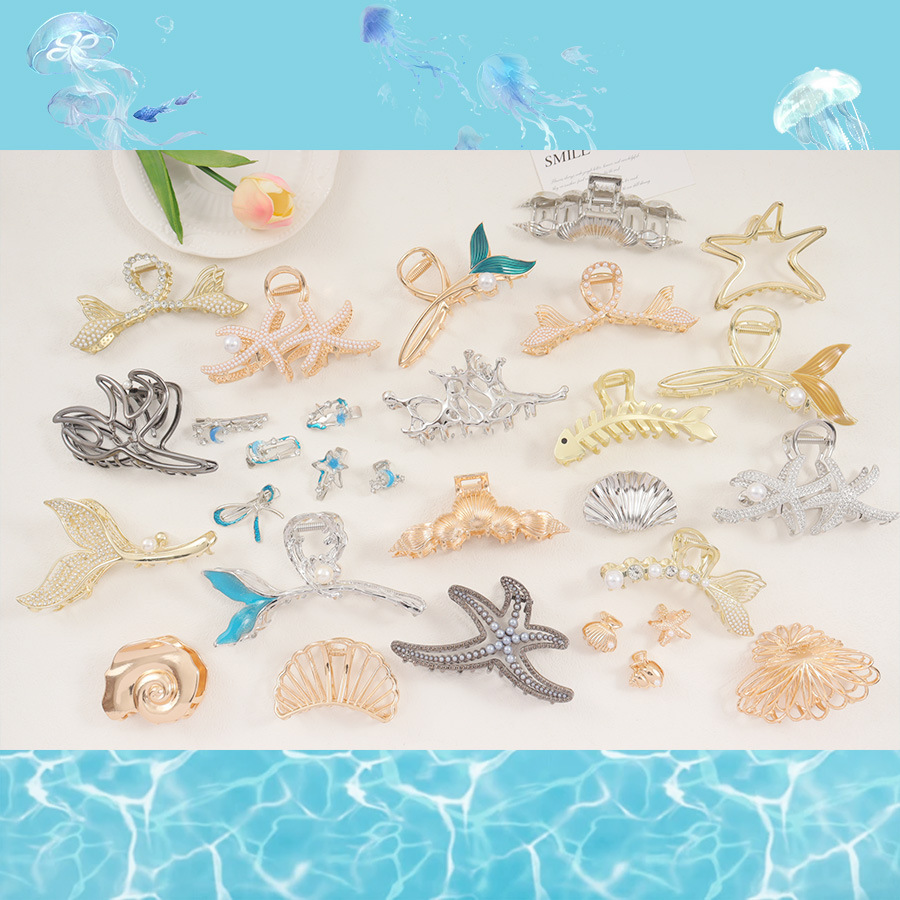 IG Style Beach Women's Moon Starfish Bow Knot Alloy Hair Claws display picture 1