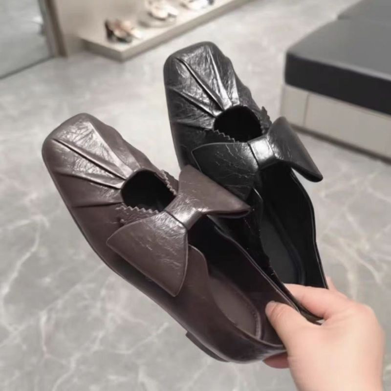 2025秋新款成都女鞋复古法式芭蕾舞鞋平底鞋女小皮鞋蝴蝶结豆豆鞋|undefined
