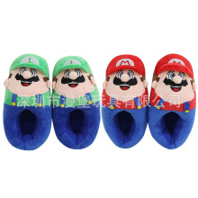 Super Mario游戏超级玛丽马里奥毛绒拖鞋情侣居家保暖冬季棉拖鞋