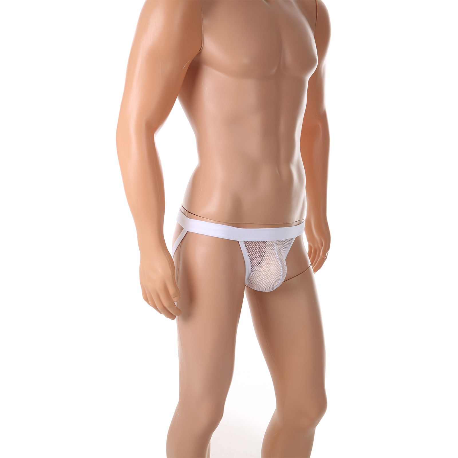 Men's Sexy Transparent Thong U-Convex Mesh Breathable Double Thong Lingerie Cross-Dressing Underwear