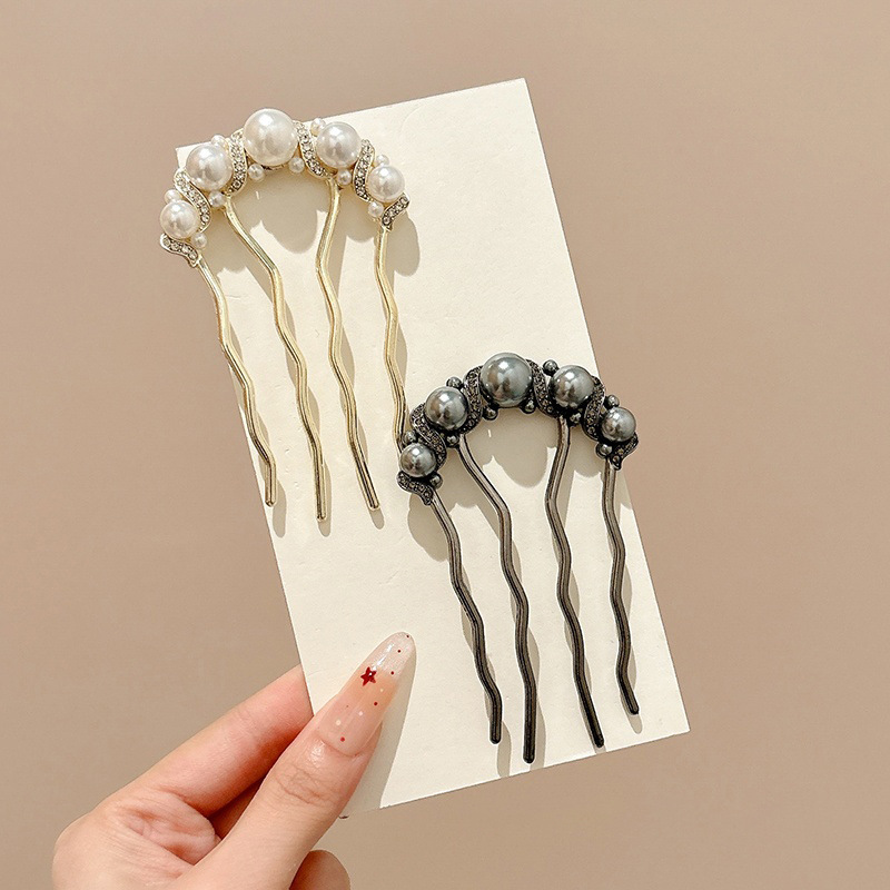 Perla de alta sensación pinzas de cabello en forma de U para las mujeres 2025 nuevo cabezal de cabeza posterior bola de cabeza pinzas de cabello pinzas de cabello tocado