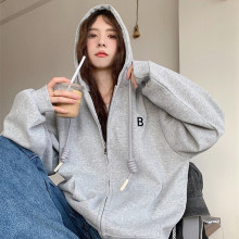 韩国东大门新款连帽卫衣休闲运动装女2023跨境新款时尚简约上衣潮