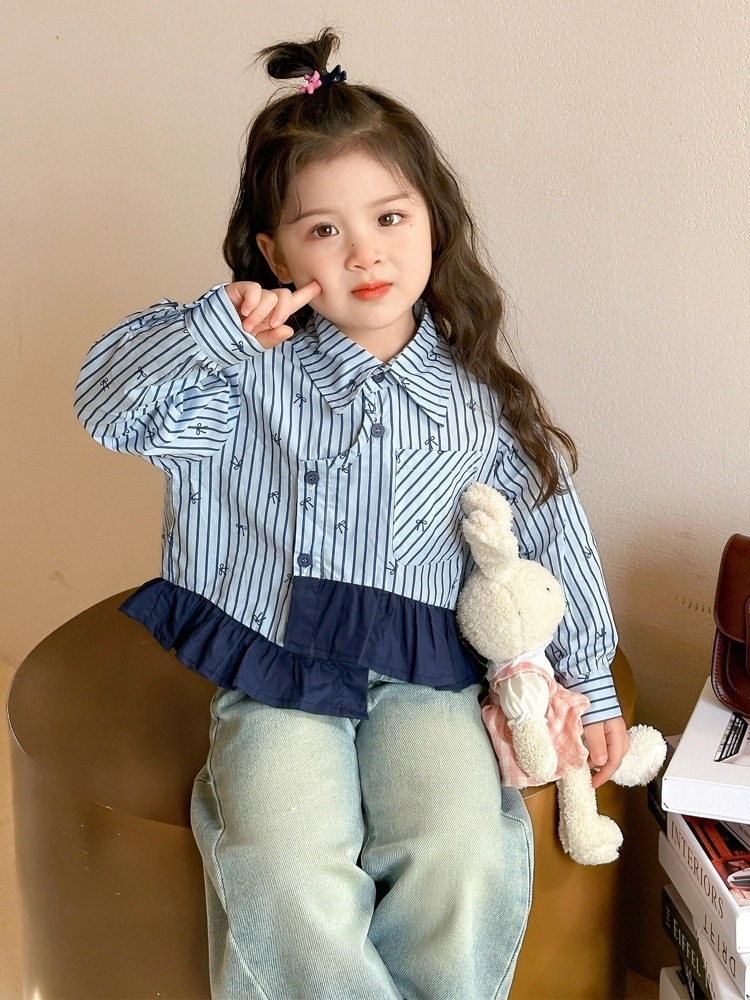 Camisas irregulares de niñas primavera y otoño abrigo 2025 nuevo bebé femenino coreano chaqueta de manga larga ropa de primavera de moda