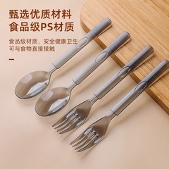 加厚一次性磨砂PS美式叉勺餐具 商用沙拉轻食独立装外卖长柄叉勺