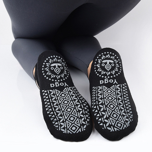 Cross-border yoga socks with interwoven ribbed, thickened anti-slip dot-coated socks, sports dance socks, Pilates ankle breathable