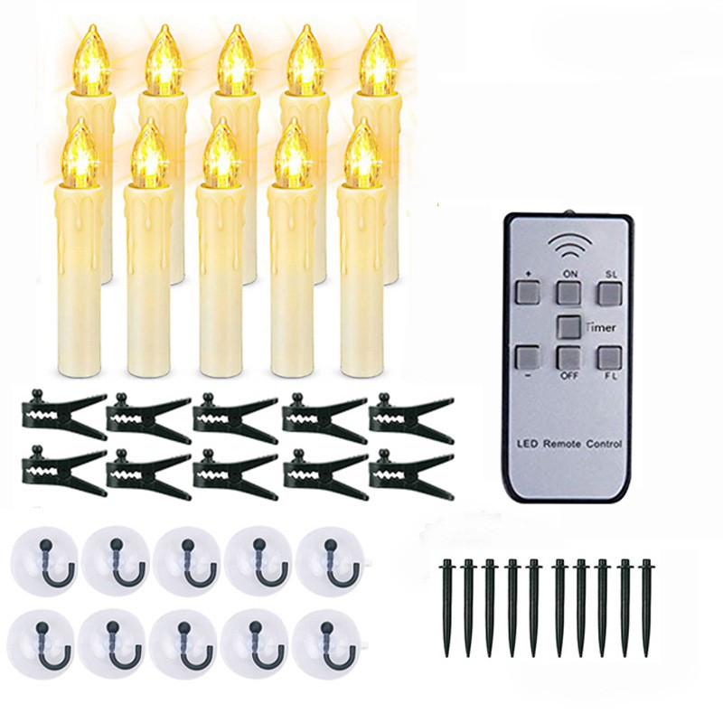 Clip de árbol de navidad vela con accesorios de gancho lámpara de mantequilla decorativa ventana luz de vela control remoto barra electrónica cera transfronteriza