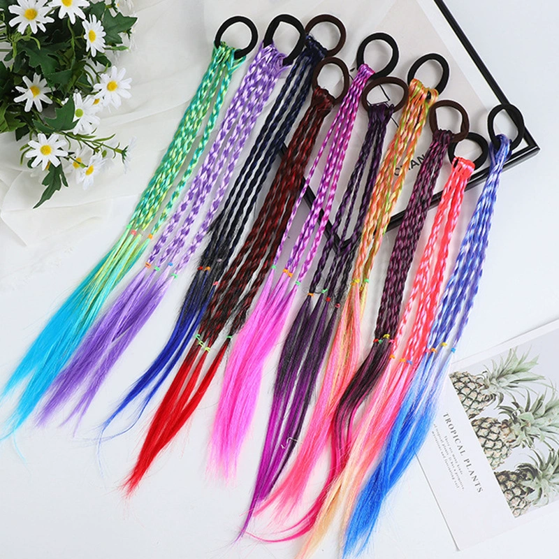 Hair accessory with pigtail, woven children's wig handmade, for import, gradient, knit yourself