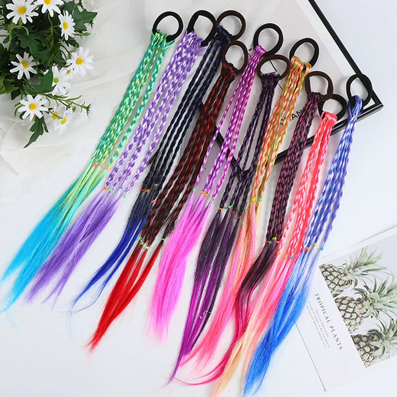 Hair accessory with pigtail, woven children's wig handmade, for import, gradient, knit yourself