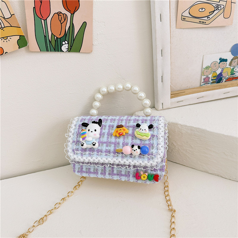 Moda Chanel estilo del todo-fósforo de los niños bolsa de moda de las mujeres de la Tela Escocesa pequeña bolsa cuadrada simple de dibujos animados bebé accesorios bolso bolsa