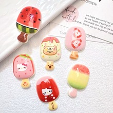 新款仿真零食实色印花可爱冰棒微缩DIY手工发夹饰品配件创意挂件