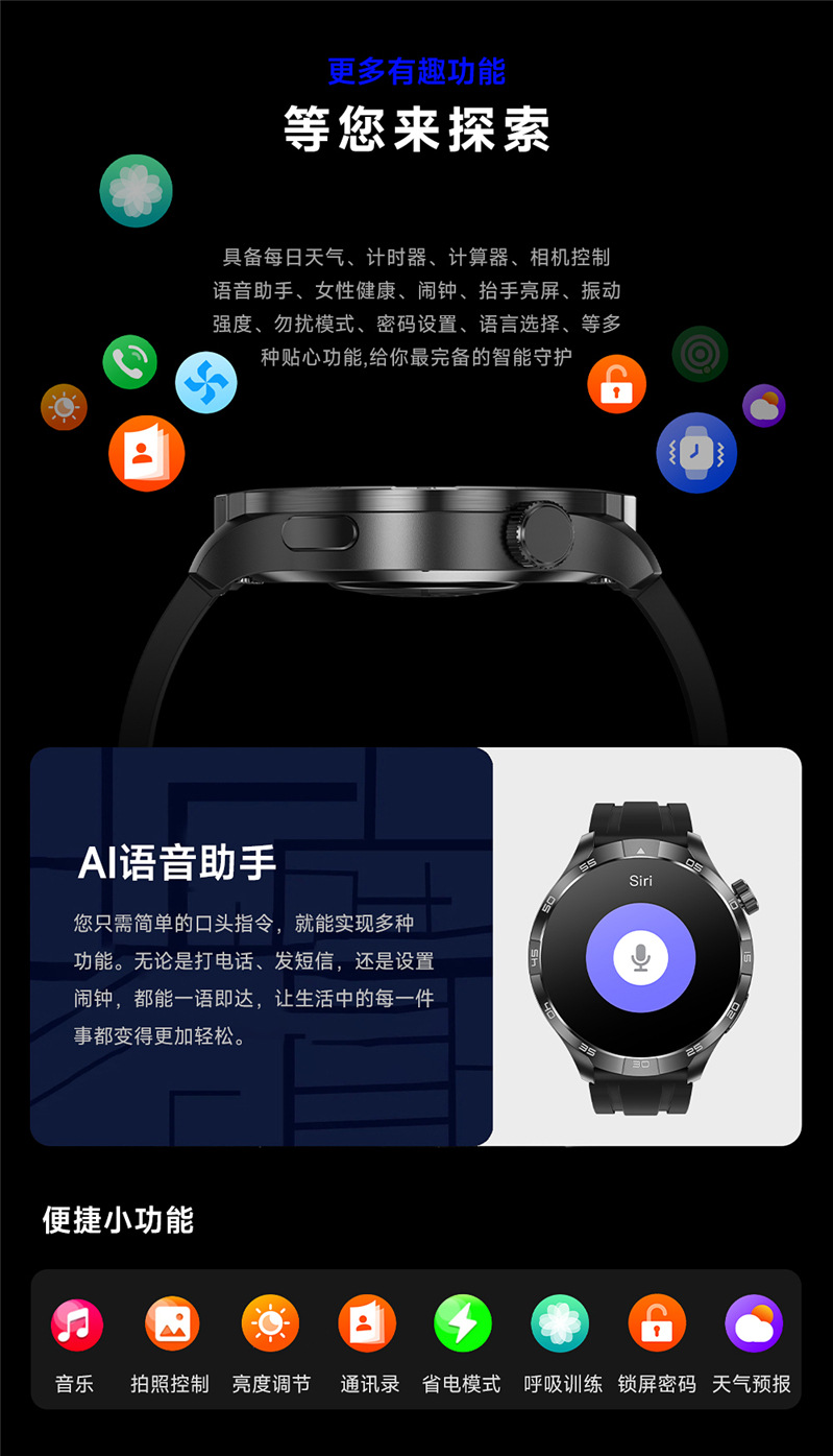 The new G4PLUS smartwatch from Huaqiangbei features Bluetooth calls, music control, Alipay, weather, health and sports undefined