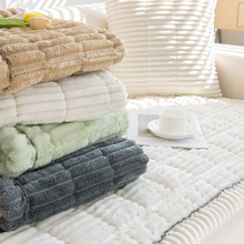 冬季毛绒沙发垫新款防滑皮沙发北欧冬天法兰绒全套家具坐垫子