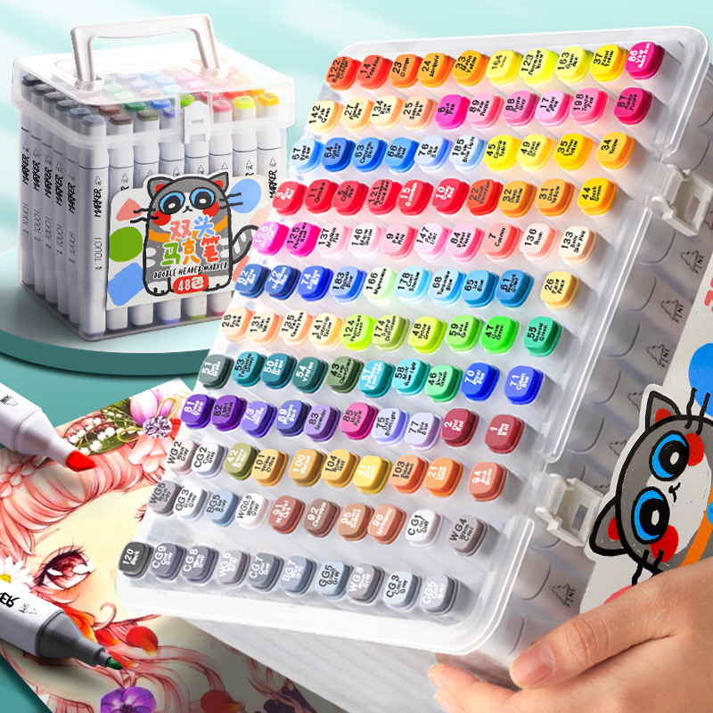 Marcadores lavables para niños, 48 colores, rotuladores de acuarela a base de agua específicos para estudiantes, 80 colores, 36 colores, 24 colores de doble punta