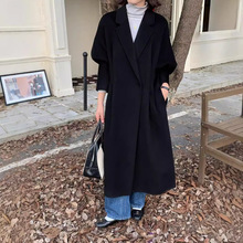 6128韩版ins名媛风高级感显瘦羊毛大衣女设计感淑女大气毛呢外套