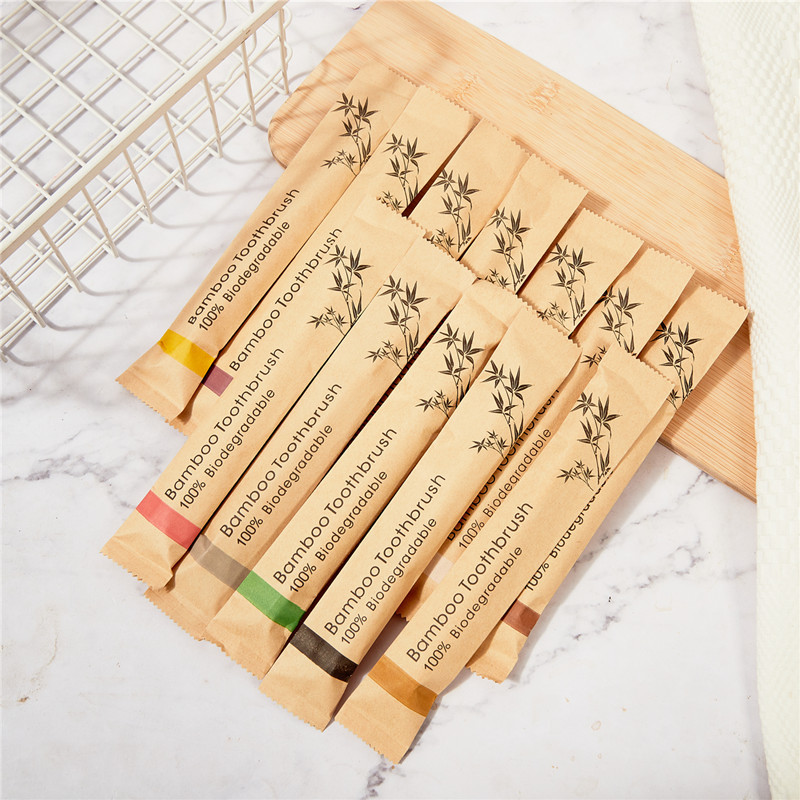 酒店宾馆民宿非一次性 尼龙软毛竹牙刷 竹纤维竹子牙刷纸袋定制|ms