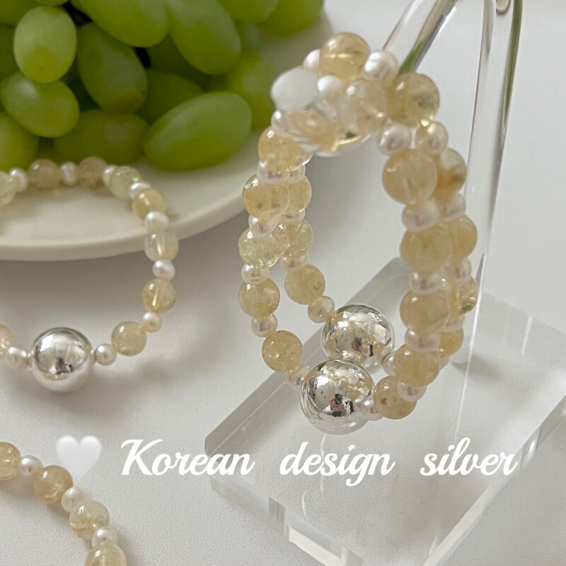 Golden Hair Crystal Silver Ball Pearl Bracelet S925 Sterling Silver Exquisite Niche Handicap Jewelry for Women